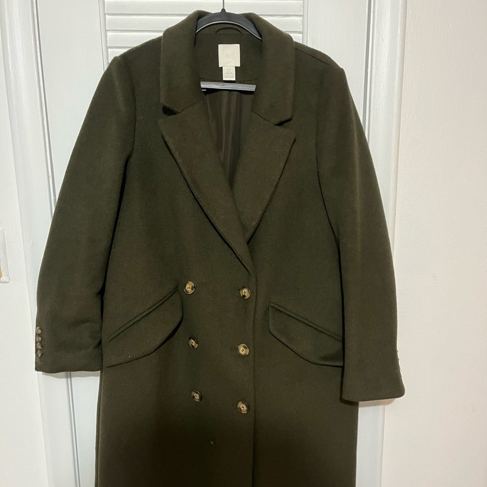 H&M dark green wool coat